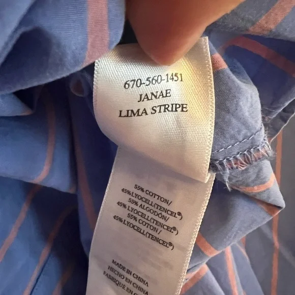 Rails | Blue Button Down Puff Sleeve Janae in Lima Stripe Sz M - Picture 8 of 12
